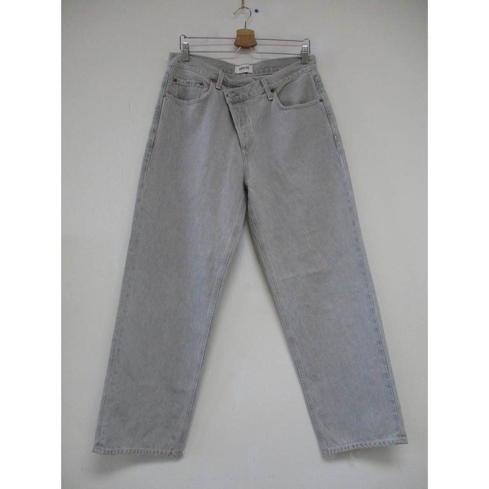 Agolde Jeans Womens 30 Grey Criss Cross Asymmetrical Fly Straight Leg